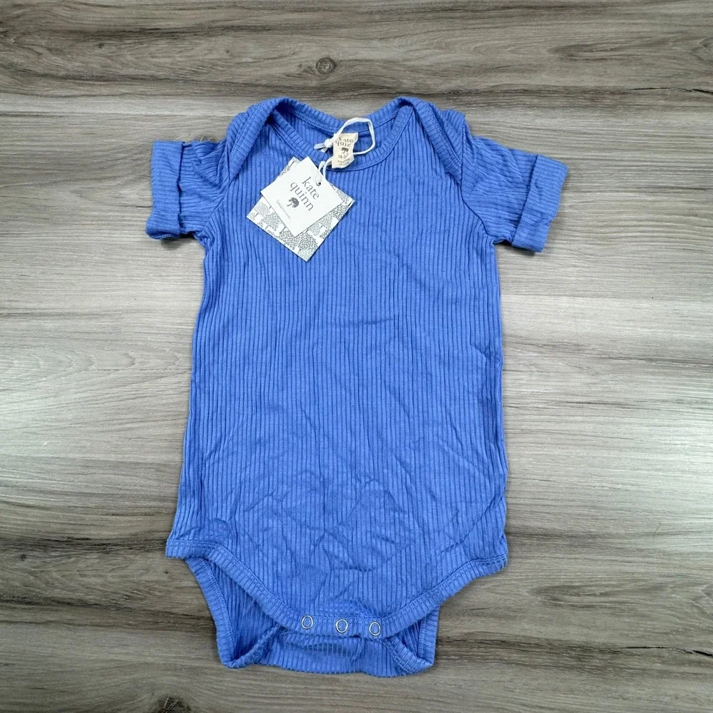 Kate Quinn Blue Ribbed Modal Short Sleeve Bodysuit 18-24M NWT